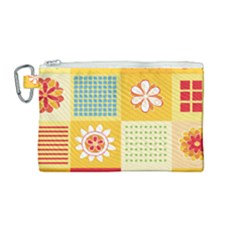 Abstract Flowers And Circle Canvas Cosmetic Bag (medium) by DinzDas