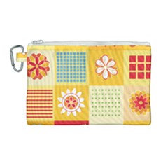 Abstract Flowers And Circle Canvas Cosmetic Bag (large) by DinzDas