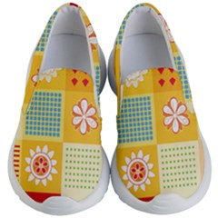 Abstract Flowers And Circle Kids Lightweight Slip Ons by DinzDas