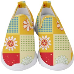 Abstract Flowers And Circle Kids  Slip On Sneakers by DinzDas