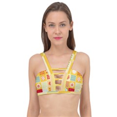 Abstract Flowers And Circle Cage Up Bikini Top by DinzDas