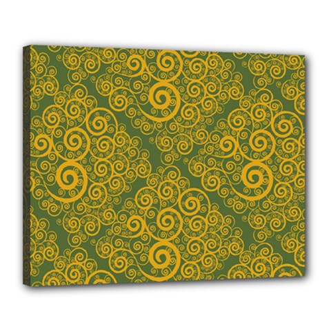 Abstract Flowers And Circle Canvas 20  X 16  (stretched) by DinzDas