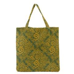 Abstract Flowers And Circle Grocery Tote Bag by DinzDas