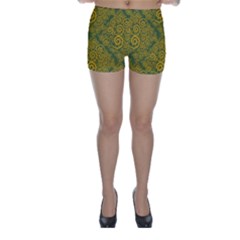 Abstract Flowers And Circle Skinny Shorts by DinzDas