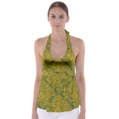 Abstract Flowers And Circle Babydoll Tankini Top by DinzDas