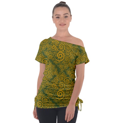 Abstract Flowers And Circle Tie-up Tee by DinzDas