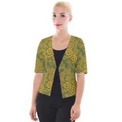 Abstract Flowers And Circle Cropped Button Cardigan by DinzDas