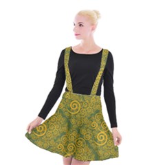 Abstract Flowers And Circle Suspender Skater Skirt by DinzDas