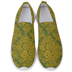 Abstract Flowers And Circle Men s Slip On Sneakers by DinzDas