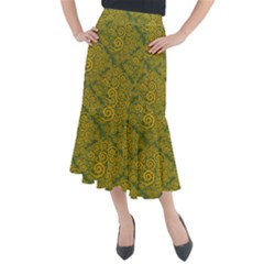 Abstract Flowers And Circle Midi Mermaid Skirt by DinzDas