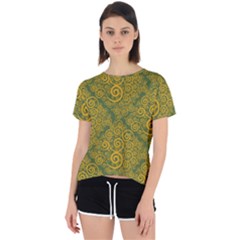 Abstract Flowers And Circle Open Back Sport Tee by DinzDas
