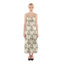 Abstract Flowers And Circle Sleeveless Maxi Dress by DinzDas