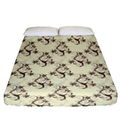 Abstract Flowers And Circle Fitted Sheet (queen Size)