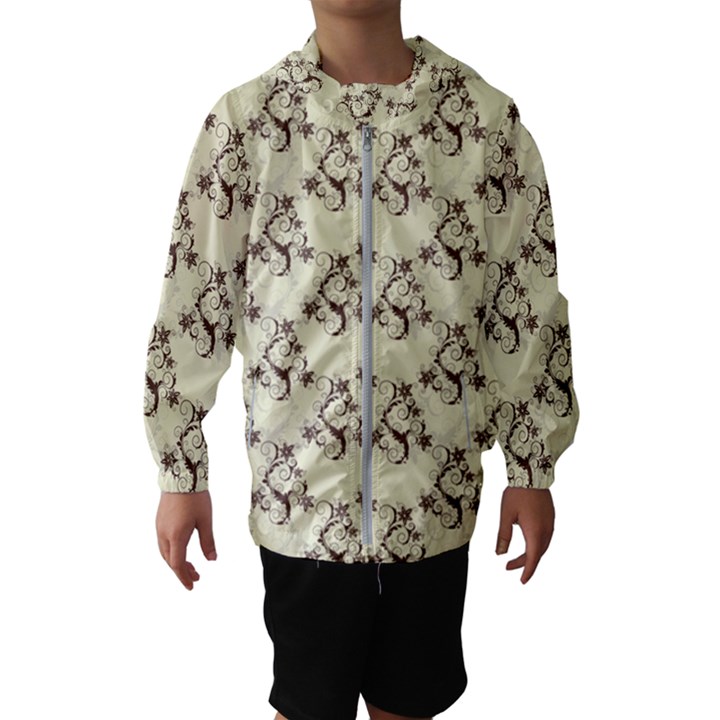 Abstract Flowers And Circle Kids  Hooded Windbreaker