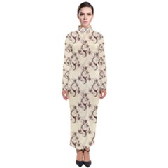 Abstract Flowers And Circle Turtleneck Maxi Dress by DinzDas