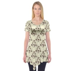 Abstract Flowers And Circle Short Sleeve Tunic  by DinzDas