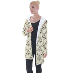 Abstract Flowers And Circle Longline Hooded Cardigan