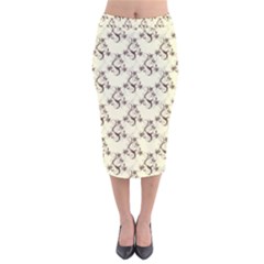 Abstract Flowers And Circle Velvet Midi Pencil Skirt by DinzDas