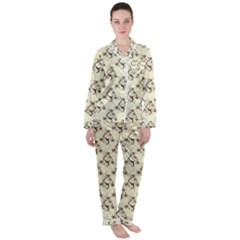 Abstract Flowers And Circle Satin Long Sleeve Pyjamas Set by DinzDas