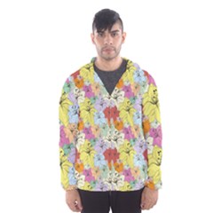 Abstract Flowers And Circle Men s Hooded Windbreaker by DinzDas