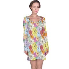 Abstract Flowers And Circle Long Sleeve Nightdress by DinzDas