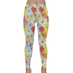 Abstract Flowers And Circle Classic Yoga Leggings by DinzDas