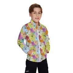 Abstract Flowers And Circle Kids  Windbreaker by DinzDas