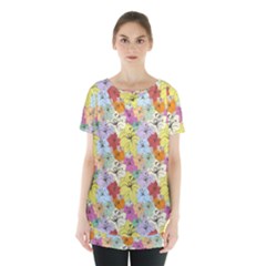 Abstract Flowers And Circle Skirt Hem Sports Top by DinzDas
