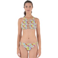 Abstract Flowers And Circle Perfectly Cut Out Bikini Set by DinzDas