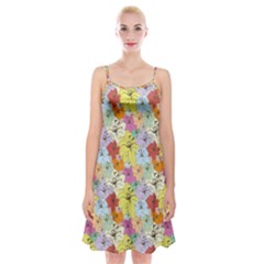 Abstract Flowers And Circle Spaghetti Strap Velvet Dress by DinzDas