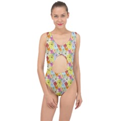 Abstract Flowers And Circle Center Cut Out Swimsuit by DinzDas