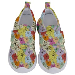 Abstract Flowers And Circle Kids  Velcro No Lace Shoes by DinzDas