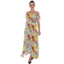 Abstract Flowers And Circle Off Shoulder Open Front Chiffon Dress View1