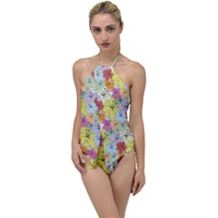 Abstract Flowers And Circle Go With The Flow One Piece Swimsuit by DinzDas