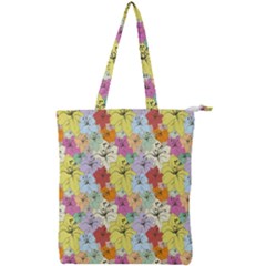 Abstract Flowers And Circle Double Zip Up Tote Bag by DinzDas