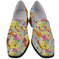 Abstract Flowers And Circle Women s Chunky Heel Loafers by DinzDas