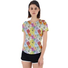 Abstract Flowers And Circle Back Cut Out Sport Tee by DinzDas