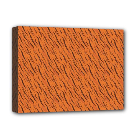 Animal Skin - Lion And Orange Skinnes Animals - Savannah And Africa Deluxe Canvas 16  X 12  (stretched)  by DinzDas