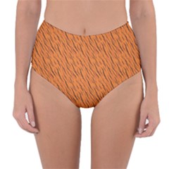 Animal Skin - Lion And Orange Skinnes Animals - Savannah And Africa Reversible High-waist Bikini Bottoms by DinzDas