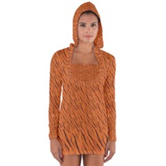 Animal Skin - Lion And Orange Skinnes Animals - Savannah And Africa Long Sleeve Hooded T-shirt by DinzDas