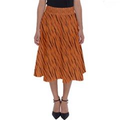 Animal Skin - Lion And Orange Skinnes Animals - Savannah And Africa Perfect Length Midi Skirt by DinzDas