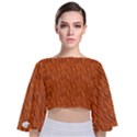 Animal Skin - Lion And Orange Skinnes Animals - Savannah And Africa Tie Back Butterfly Sleeve Chiffon Top View1