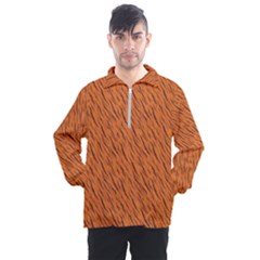 Animal Skin - Lion And Orange Skinnes Animals - Savannah And Africa Men s Half Zip Pullover by DinzDas