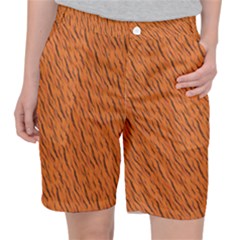 Animal Skin - Lion And Orange Skinnes Animals - Savannah And Africa Pocket Shorts by DinzDas
