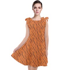 Animal Skin - Lion And Orange Skinnes Animals - Savannah And Africa Tie Up Tunic Dress by DinzDas