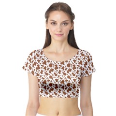 Animal Skin - Brown Cows Are Funny And Brown And White Short Sleeve Crop Top by DinzDas