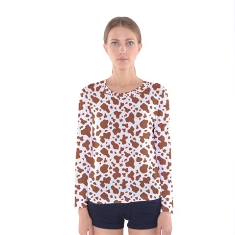 Animal Skin - Brown Cows Are Funny And Brown And White Women s Long Sleeve Tee by DinzDas