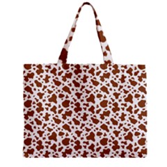 Animal Skin - Brown Cows Are Funny And Brown And White Zipper Mini Tote Bag by DinzDas