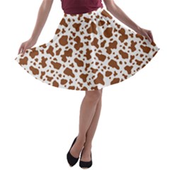 Animal Skin - Brown Cows Are Funny And Brown And White A-line Skater Skirt by DinzDas