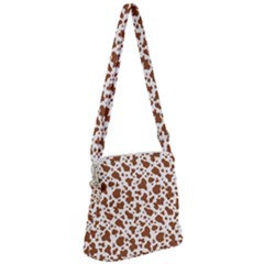 Animal Skin - Brown Cows Are Funny And Brown And White Zipper Messenger Bag by DinzDas